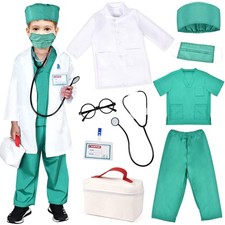 Toylink Kids Doctor Costume Pretend Play Kit with Lab Medium/4-6 Years, Green