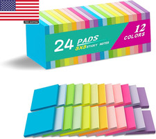  24 Pads Sticky Notes 3X3 Inches,Bright Colors Self-Stick Pads, Easy to Post fo