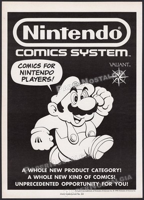 NINTENDO COMICS SYSTEM   Original 1990 Trade AD / poster   Valiant Promo   Mario