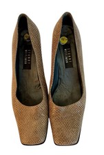 Stuart Weitzman Square Toe Snake Skin Pumps Tan Neutral Beige Size 9.5