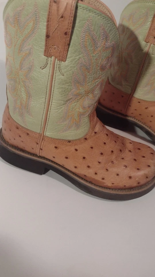 Twisted X Ostrich 6.5 M leather Green Mid-shaft western cowgirl boot *104 - Image 2 of 4