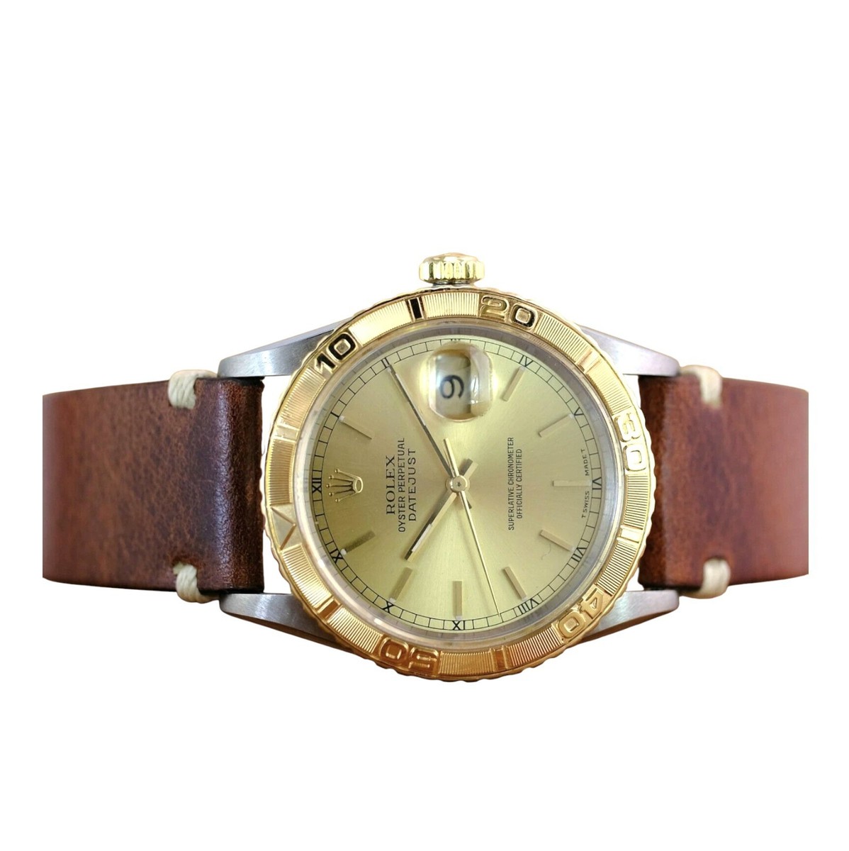 Rolex Datejust 16263 TwoTone 18KY SS Champagne Index Turn-O-Graph