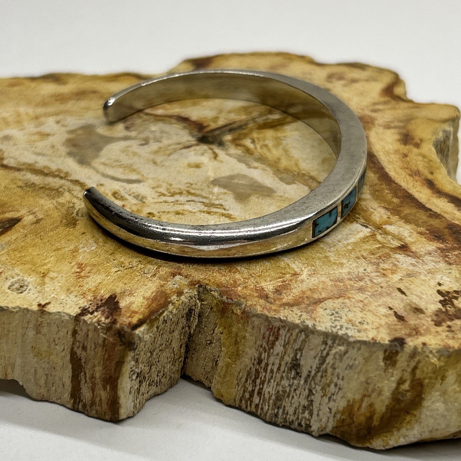 Silver And Turquoise Cuff Bracelet Stackable 8 St… - image 2