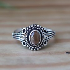 Smoky Quartz Ring Statement Jewelry: Oval Gemstone Design, Oxidized Sterling