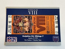 1990 Pro Set Super Bowl Silver Anniversary Football - SB VIII Ticket - Dolphins