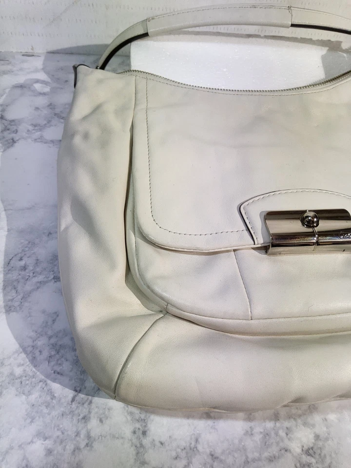 Bandolera Coach Kristin F22306 Cuero Blanco Marfil Hobo Bolso Elegante Cierre de Cartera Foto 3 de 4