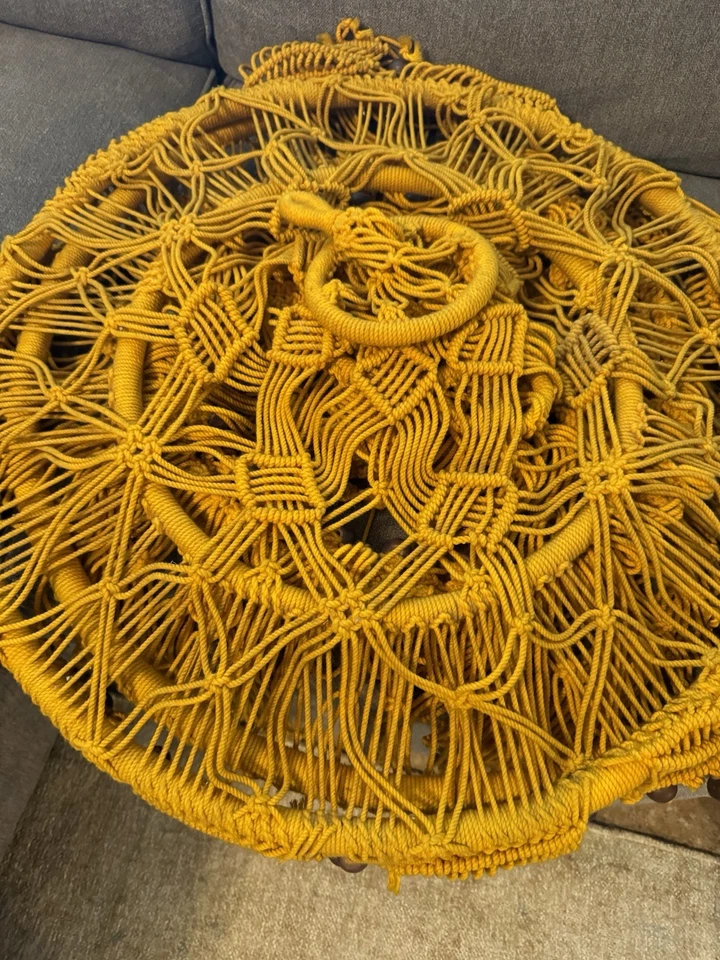 Mesa colgante macramé extra grande vintage y percha para plantas retro boho años 70 sin cristal Foto 4 de 4