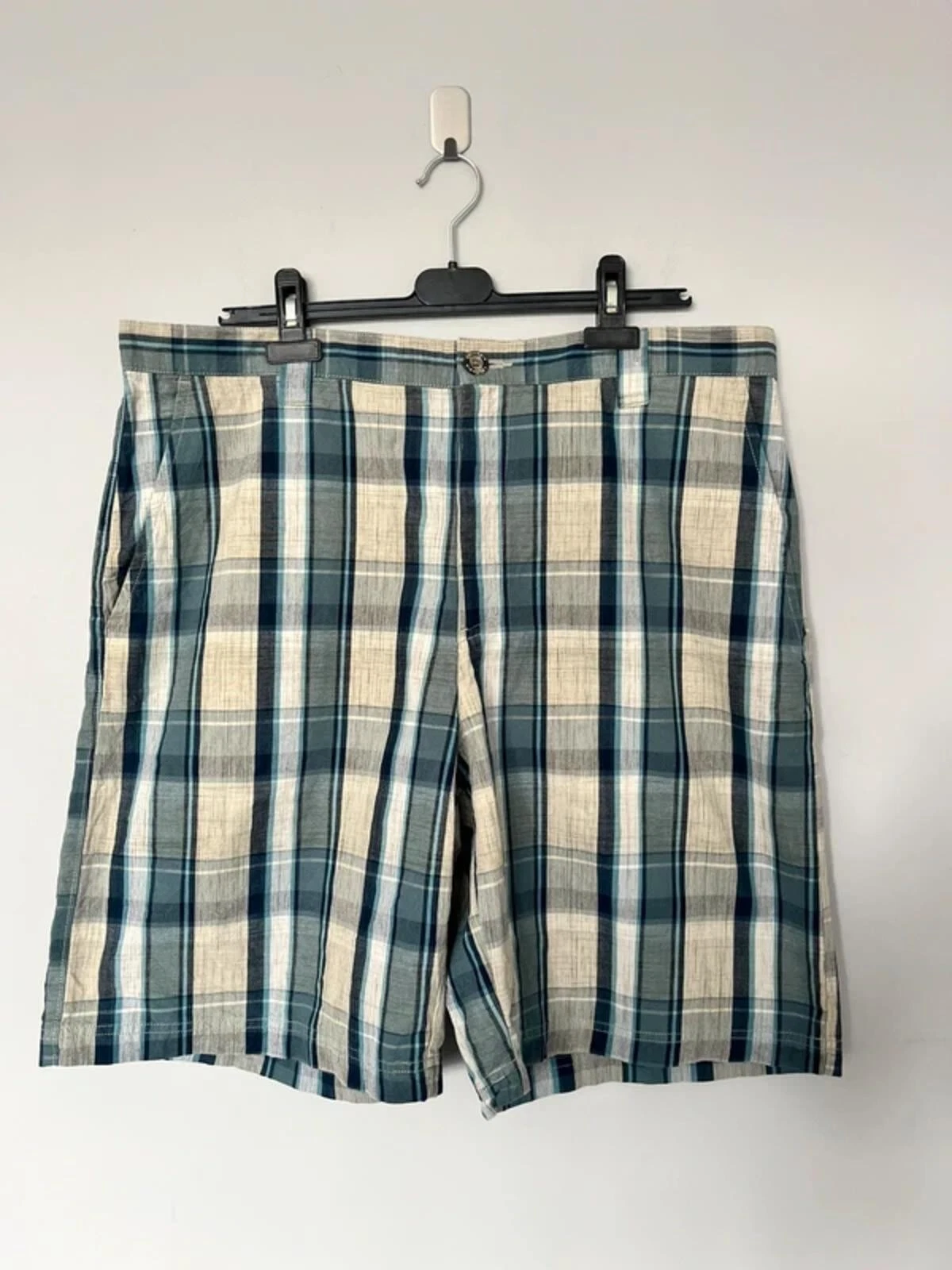 Columbia Men’s Plaid Shorts - Blue Beige Cotton Outdoor Hiking Shorts / W38