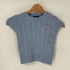 Polo Ralph Lauren Sweater Girls 5 Blue Cable Knit Pullover Short Sleeve
