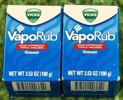 (2) Vicks VapoRub Cough Suppressant Topical Analgesic Ointment  3.53 Oz Exp 8/26