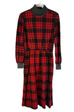 Vintage 80s Buffalo Plaid Check Turtleneck Dress Juniors 11/12 USA