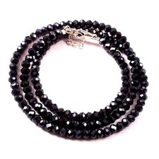 100 Natural Black Diamond  Diamond Beads  Faceted Rondelle Beaded Necklace