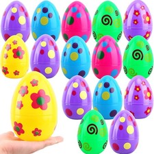 16PCS Large Fillable Easter Eggs 6 Inch Plastic Jumbo Bright Printed Eggs.