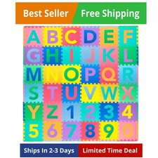 Kids Puzzle Alphabet, Numbers, 36 Tiles and Edges Play Mat, 12" by 12", Abc ...
