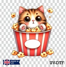 Popcorn Cat UV DTF Sticker - Glass Laptop Tumbler Cup ln823