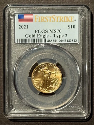 2021 American Eagle $10 GOLD PCGS MS70 FIRST STRIKE Coin 1/4 Oz Bullion : 10712