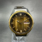 Seiko Automatic Watch Men 37mm Brown Dial Two Tone Daydate 6309-8099 Runs VTG