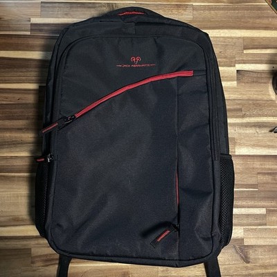 Jack Abrahams The Carson Backpack Laptop Travel Work Bookbag Black Red Nylon 18 