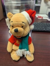 NWT Mouseketoys 8" Winnie The Pooh Santa Hat Christmas Mini Bean Bag Plush Toy