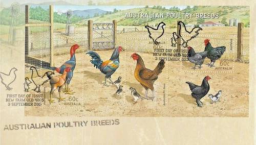 AUSTRALIA - 2013 POULTRY BREEDS SOUVENIR SHEET FIRST DAY COVER