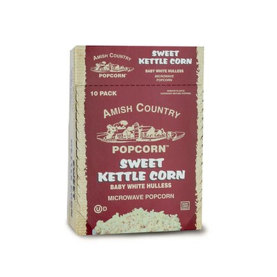 Amish Country Popcorn 10PK Microwave Sweet Kettle Corn Baby White Hulless