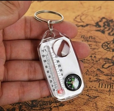 Mini Schlüsselanhänger Kompass Thermometer Tragbar Outdoor Wandern Überleben Werkzeug