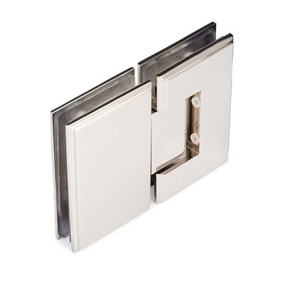 Symphony 180° Glass to Glass Hinge For Knee Wall With 5° Offset -Polished Nickel