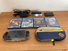 Sony PS Vita PCH-1000 Black Console 4 Games 16GB Card Cradle Used