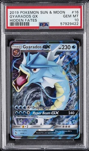 2019 POKEMON SUN & MOON HIDDEN FATES #16 GYARADOS GX PSA 10