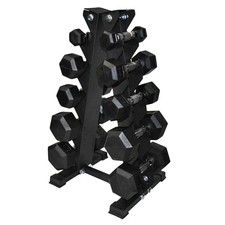 1kg - 5kg 5 Pairs TOTAL 30KG Hex Rubber Dumbell Weight Set with A-Shape Rack