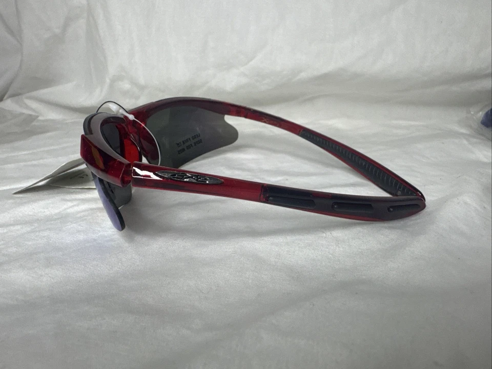 Gafas de sol X-LOOP para hombre monturas rojas y lentes espejadas doradas semi-sin montura NUEVO Foto 3 de 3