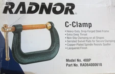 RADNOR Model 408P 8" Heavy Duty Drop Forged C-Clamp With Plated Screw And Swive