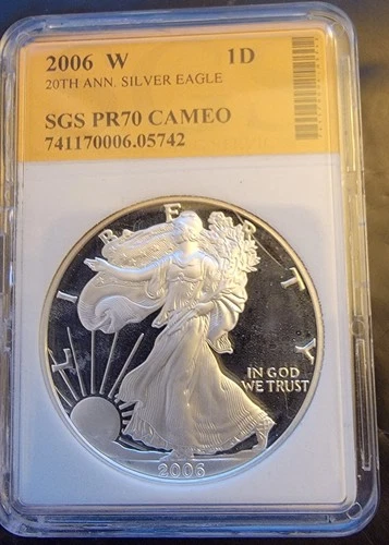 2006-W American Eagle Proof SGS PR70 Cameo Bullion Key-0.999 1 Toz Silver Coin