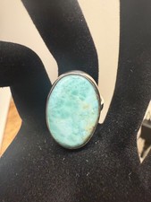 Natural Larimar Gemstone RING Solid 925 Sterling Silver Size 7