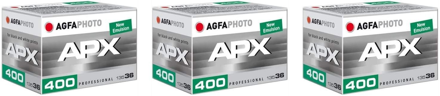 Agfa APX 400 Black & White Film 35mm 36exp 3 Pack