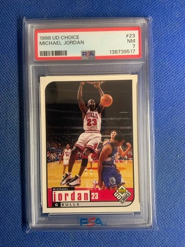 1998-99 UPPER DECK MICHAEL JORDAN UD CHOICE #23 NBA BASKETBALL CARD PSA 7