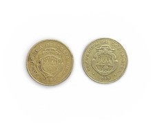 World Coin Sale-1995 & 1999 COSTA RICA-100 COLONES -Brass Plated (2 Coins)