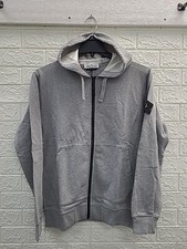 New Stone Island Long Sleeve Full Zip Gray Fleece Sweatshirt Size Small