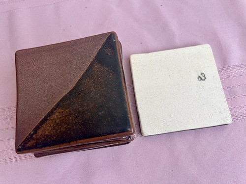 Seven (7) Brown Black Mid Century MCM 4 x4" Tiles Handmade Ceramic Folk Art - Picture 2 of 3