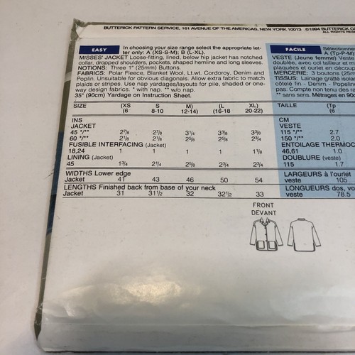 See & Sew 3617 Size 16-22 Misses' Jacket - Picture 3 of 3
