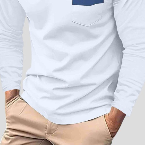 Business Tops Herren Langarm T-Shirt Umlegekragen Hemd Freizeithemd Bluse Shirt - Bild 5 von 25