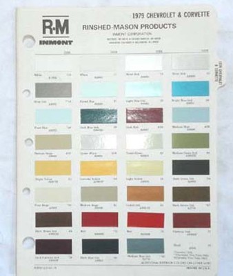 1979 CHEVROLET R-M COLOR PAINT CHIP CHART ALL MODELS CAMARO
