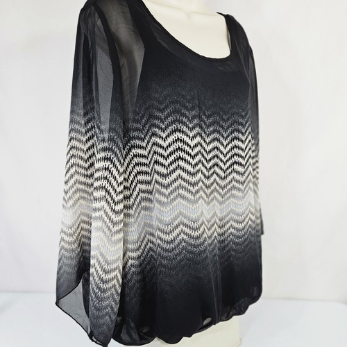 Quintessential Damen Top Bluse 2XL schwarz transparent leicht mit Tanktop innen - Bild 3 von 9