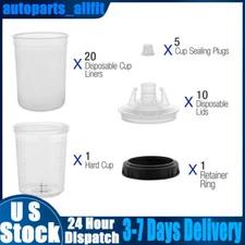 Disposable Spray Paint Gun Plastic Liners & Lids Kits 6-Ounce 180ML Cups US