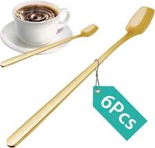 6 PCS Coffee Spoons Set, Dessert Spoons, Iced Tea Spoons Long Handle, Small Spoo