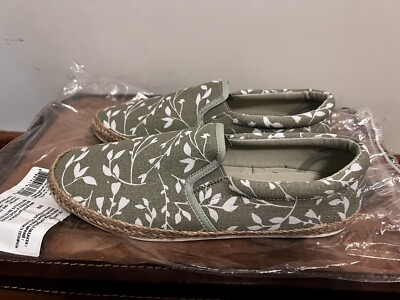 STUDIO 1886 Women Summer Printed Slip-On Espadrille Flats Green Size 9