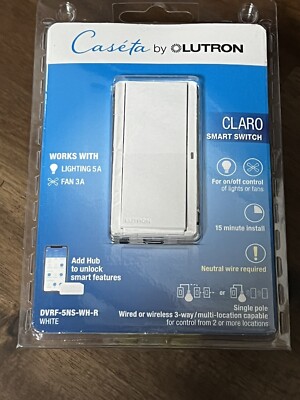 New Lutron Claro Smart Switch White DVRF-5NS-WH-R