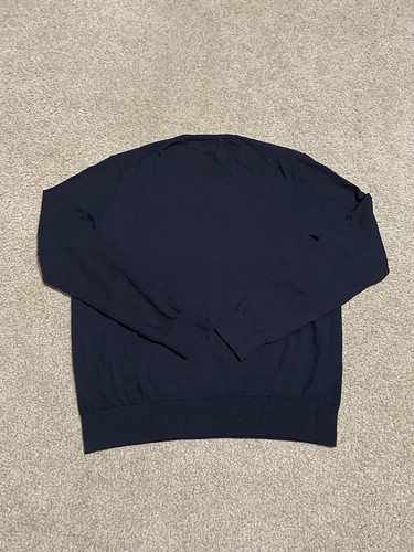 De Colección Polo Ralph Lauren Suéter Para Hombres XXL 100% Lana de Cordero Cuello en V Pullover Tejido Azul - Imagen 6 de 6