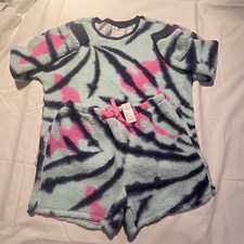 Justice 2 piece Sherpa Tie Dye PJ Set Girls Size 14P NWT 