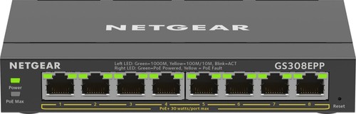 NETGEAR GS308EPP 8-Port GB Eth Poe+ Smart Mgd Plus Commutateur